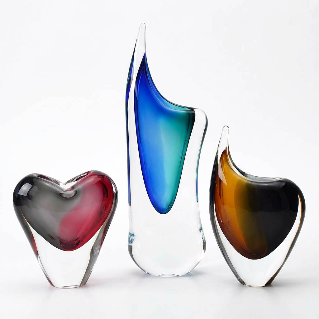 Hutní vázy z českého skla - ručně foukané originály