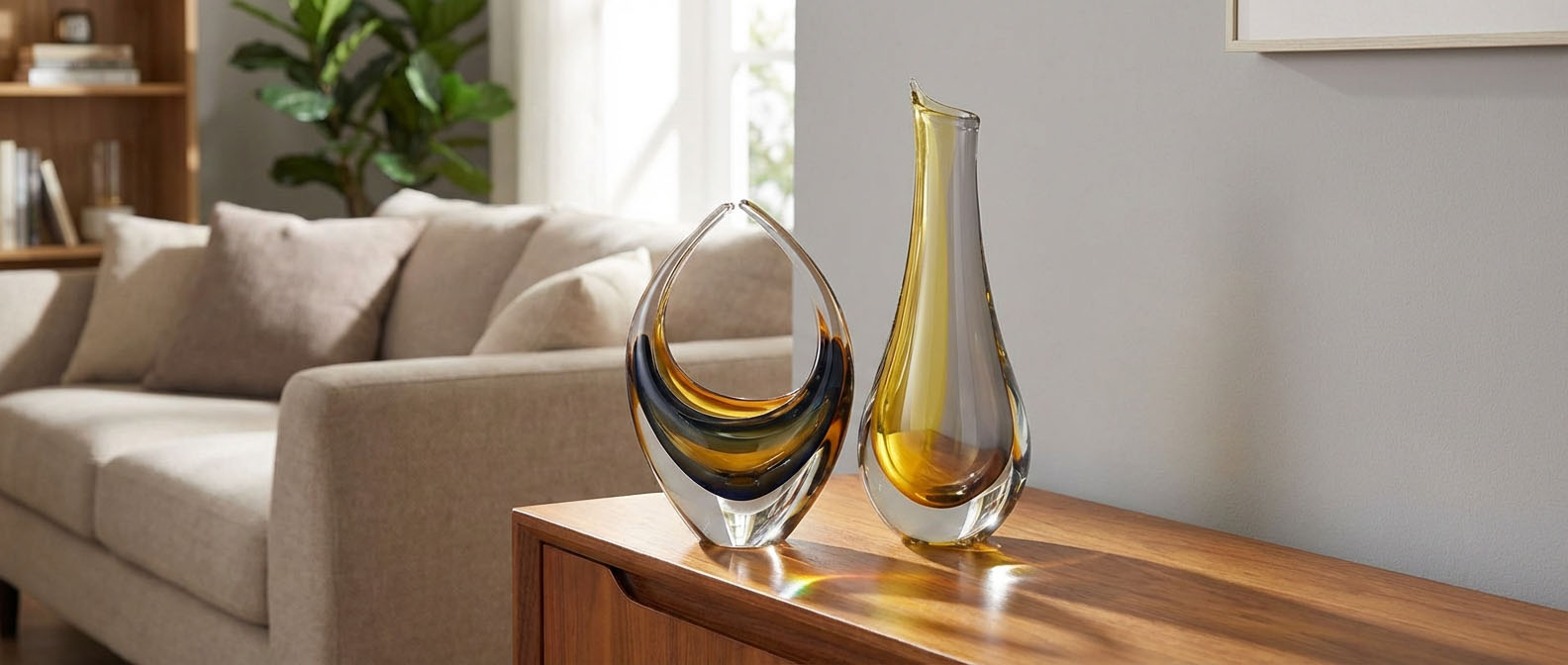 Hutní vázy z českého skla – ručně foukané a tvarované v české sklárně