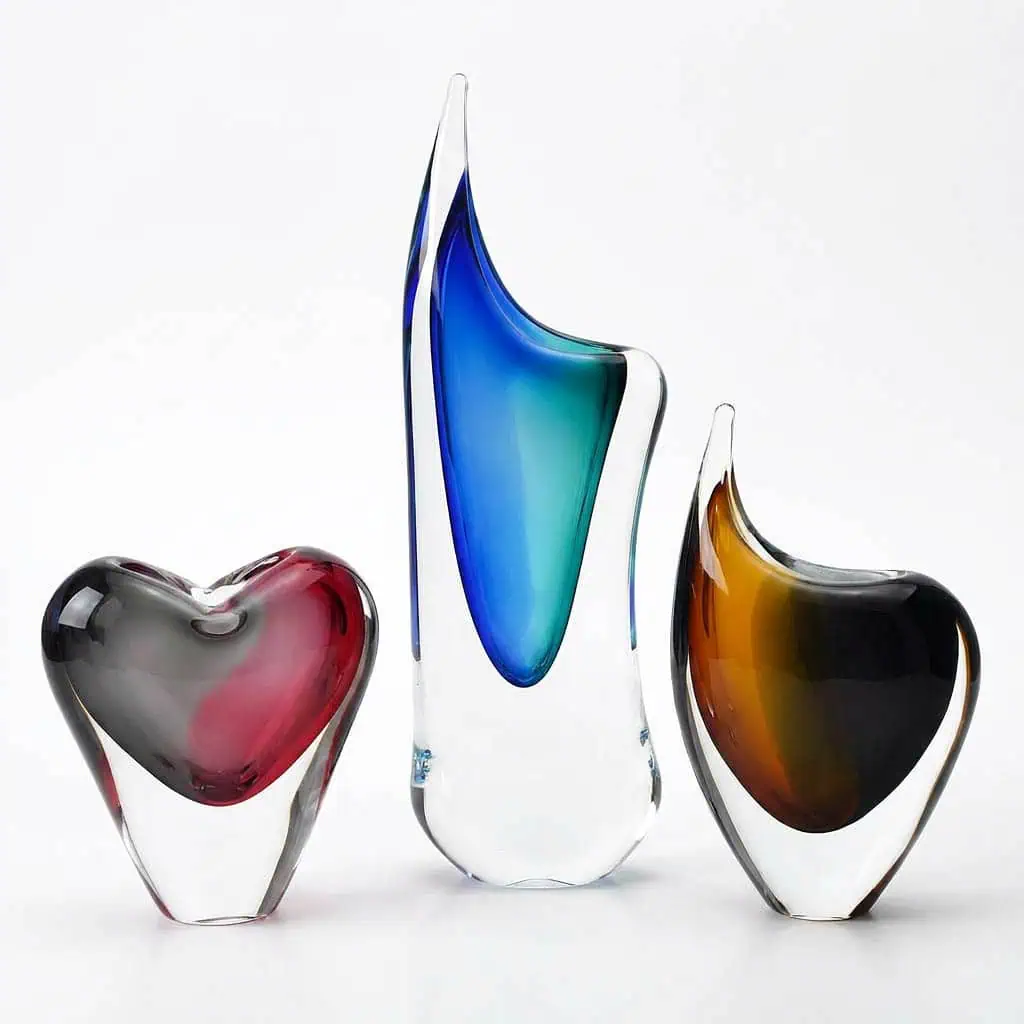 Hutní vázy z českého skla - ručně foukané originály